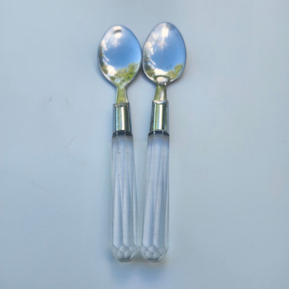 Stanley Roberts City Lights 2 Teaspoons 6.75in Clear Prism Handle Stainless 18/8